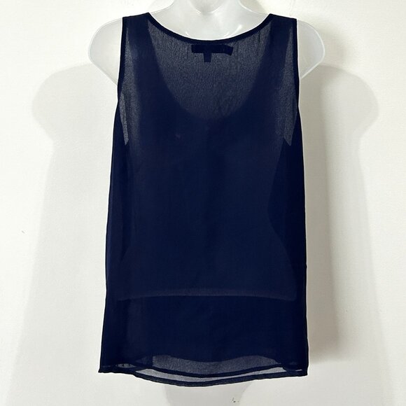 JENNIFER LOPEZ Navy Blue Beaded Tank Top Sleeveless Lined Shell Y2K Size M - Picture 2 of 11